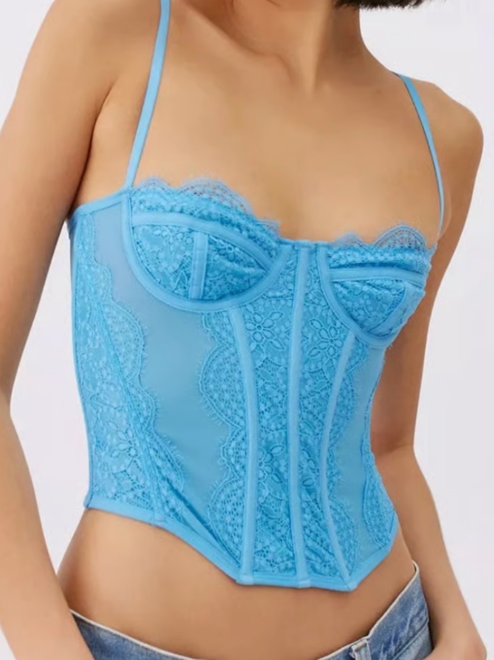 Urban Outfitters blue lace corset top